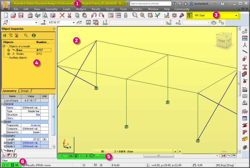 Интерфейс Autodesk Robot Structural Analysis Professional