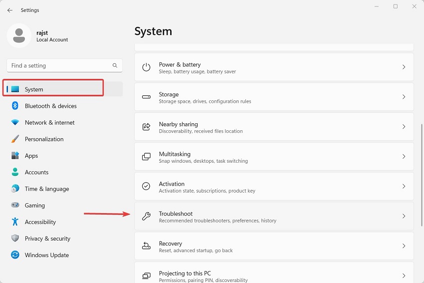 Средство устранения неполадок Windows 11
