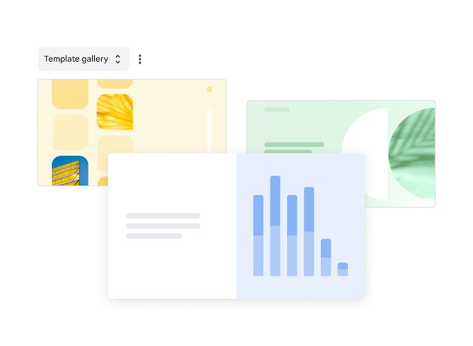 Интерфейс Google Slides с галереей шаблонов и рабочей областью презентации