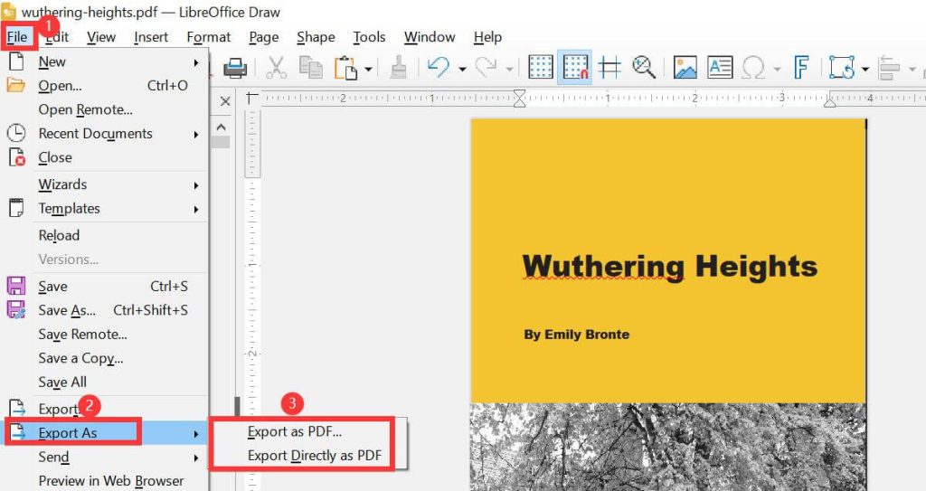Экспорт PDF из LibreOffice после очистки