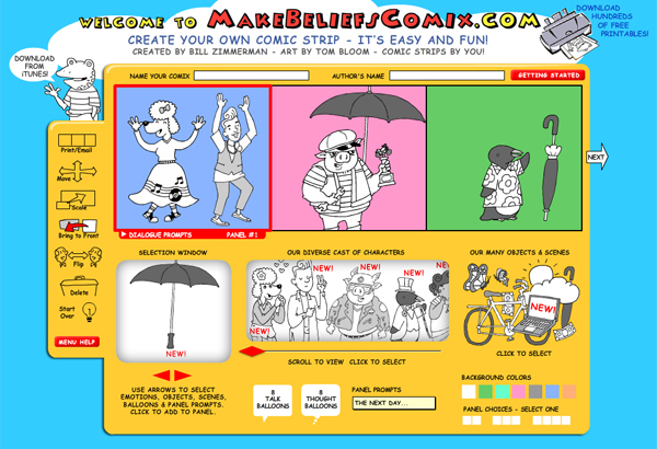 MakeBeliefsComix — рабочее окно сервиса