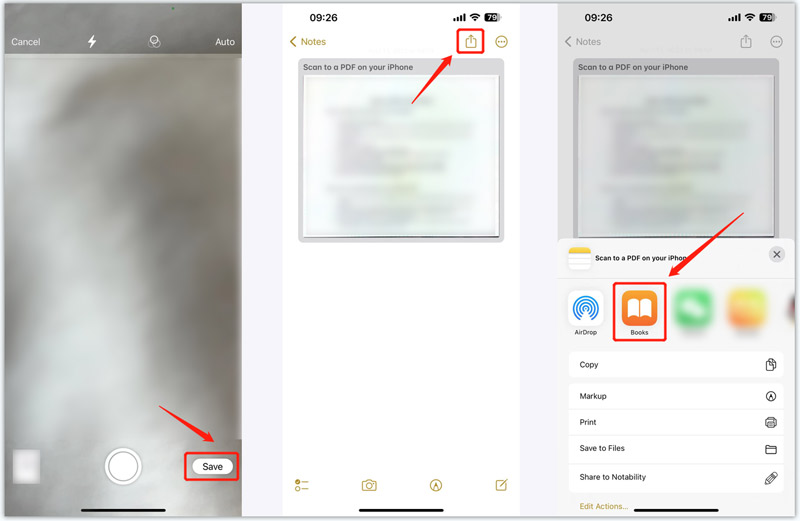 Скриншот сканирования нескольких страниц на iPhone