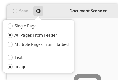 Simple Scan: выбор режима сканирования