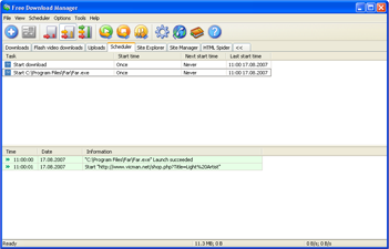 Окно планировщика в Free Download Manager
