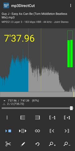 mp3DirectCut для Android: рабочее окно приложения