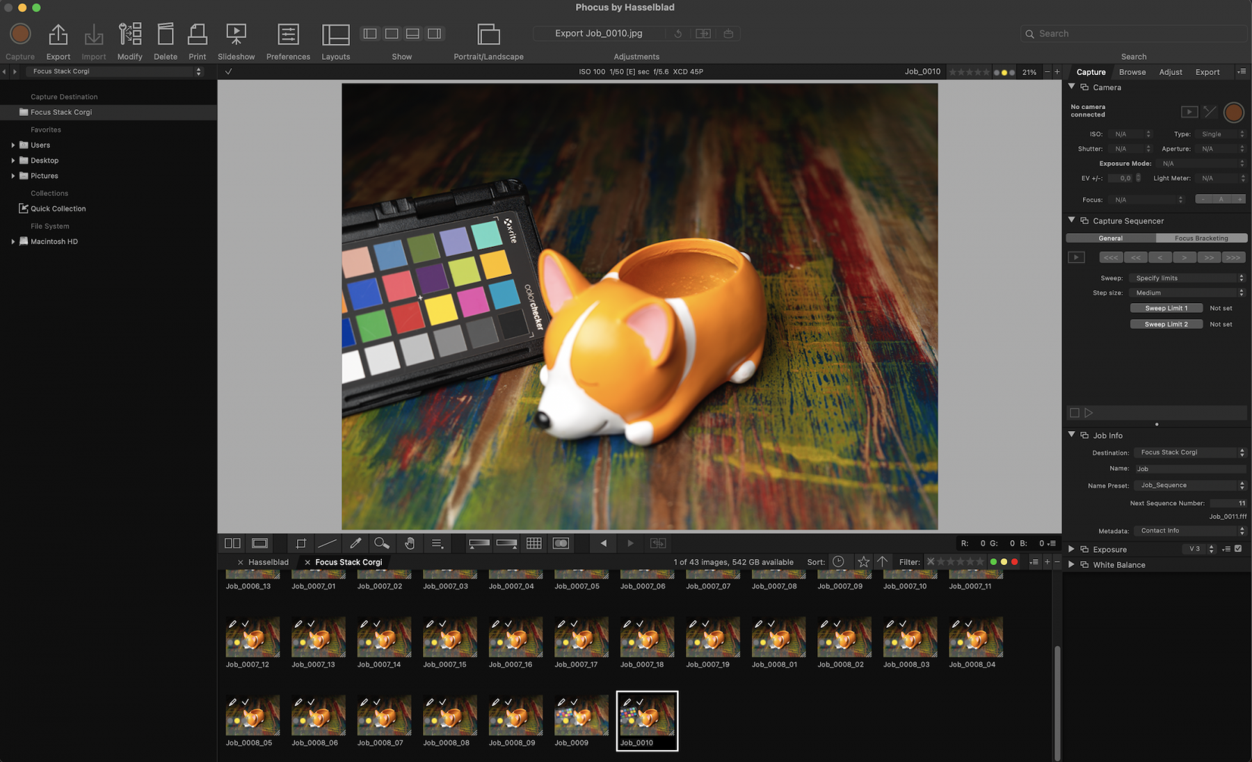 Hasselblad Phocus: tethered-съемка и Focus Bracketing через Capture Sequencer