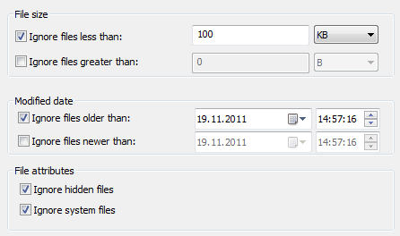 Фильтры по размеру, датам и атрибутам в Detwinner