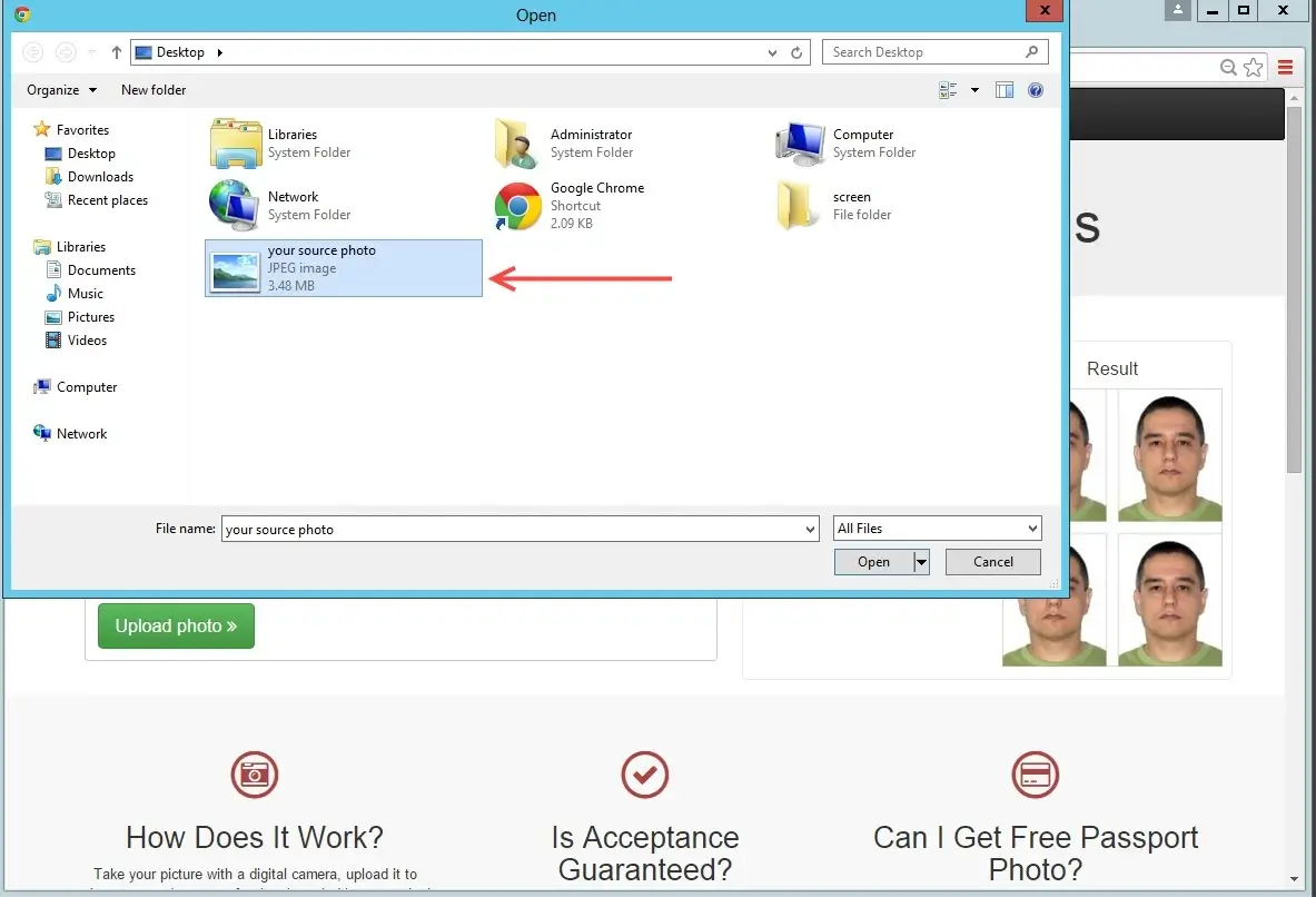Кнопка загрузки и запуск обработки в Visafoto