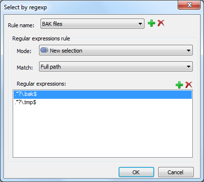 Окно Select by regexp в Detwinner