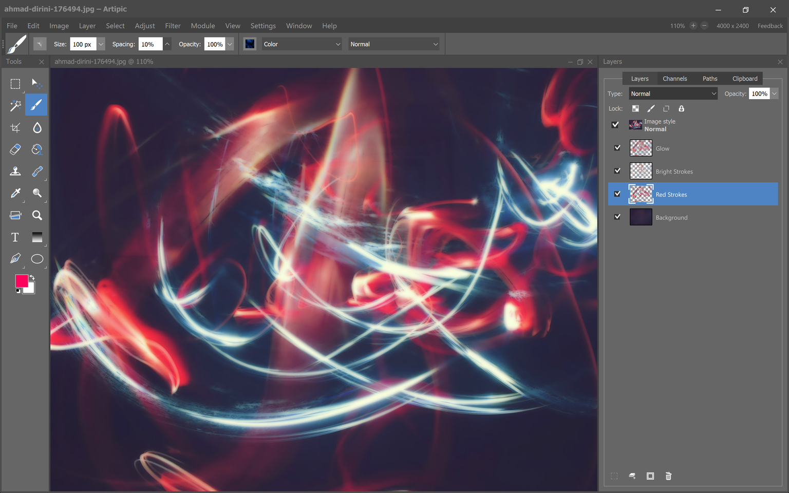 Кисти и цифровая живопись в Artipic Photo Editor