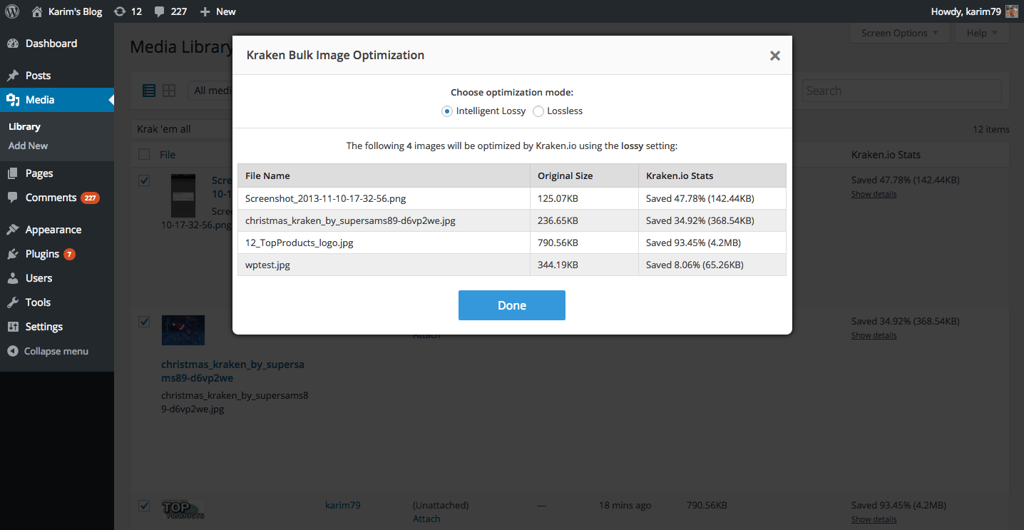 Массовая оптимизация в WordPress через Kraken Bulk Image Optimization
