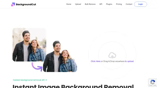 Интерфейс BackgroundCut с областью загрузки изображения