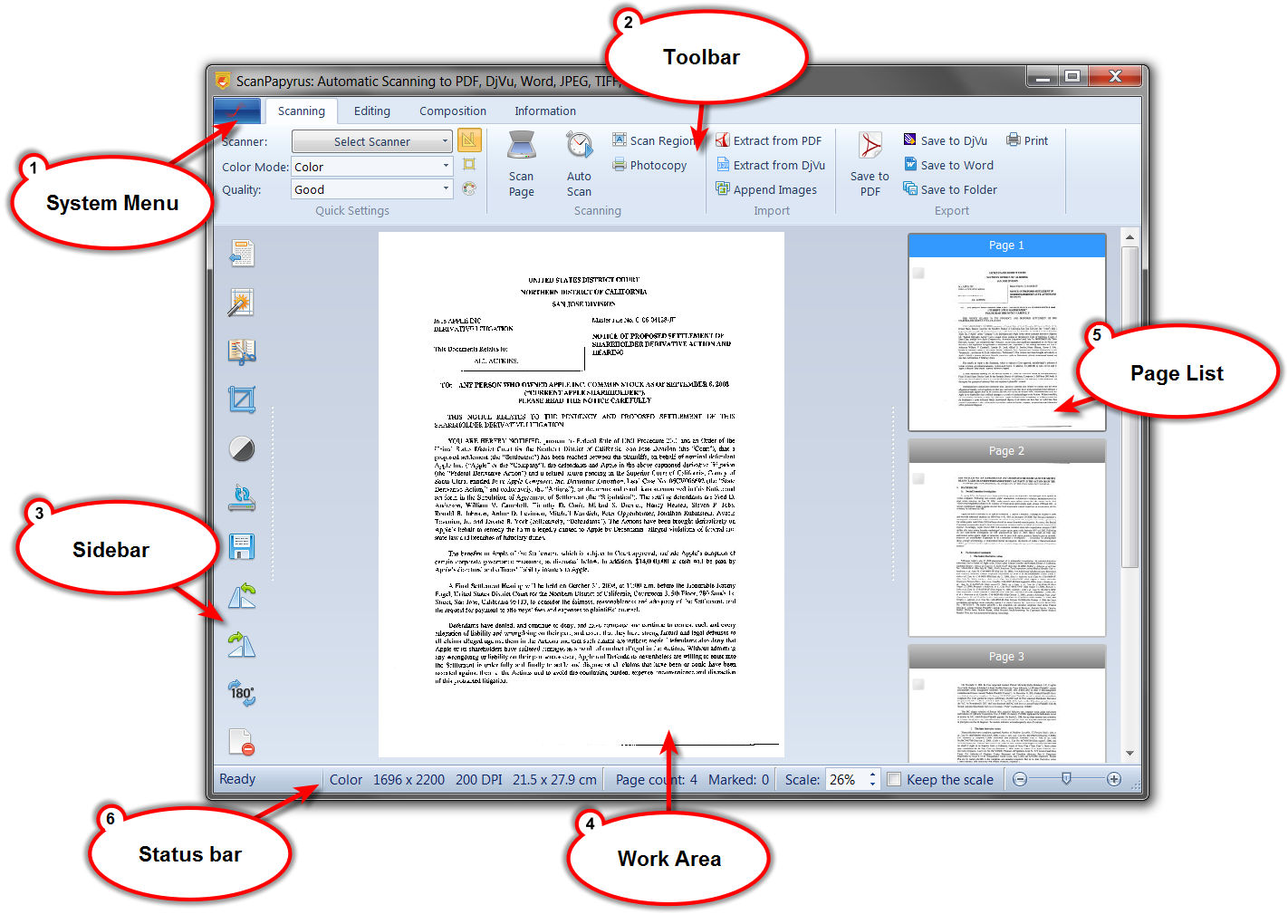 Главное окно ScanPapyrus