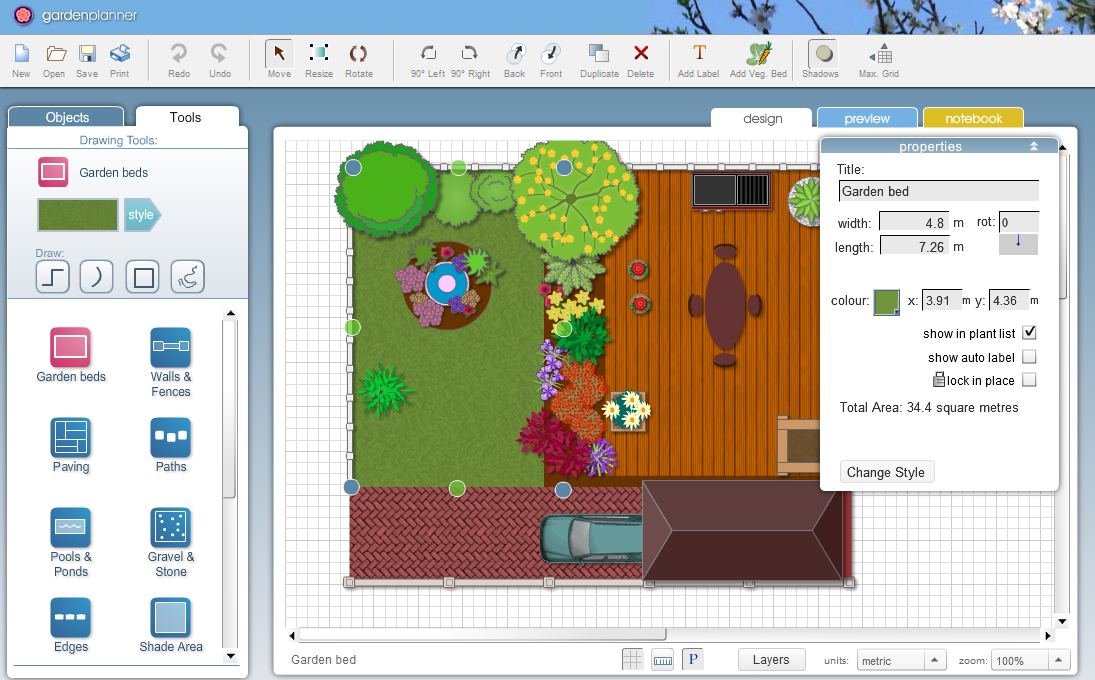 Рабочее окно Garden Planner
