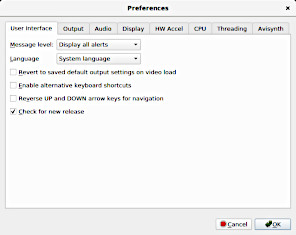 Preferences в Avidemux