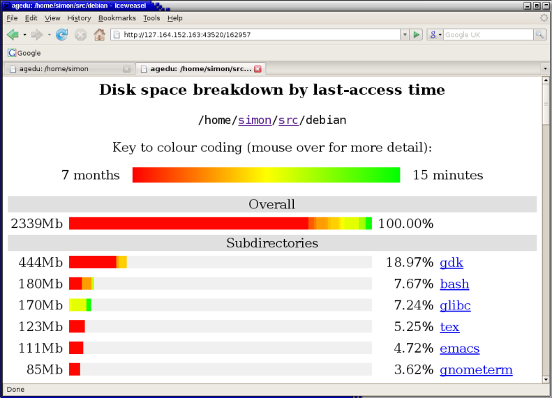 Agedu — пример HTML-отчёта