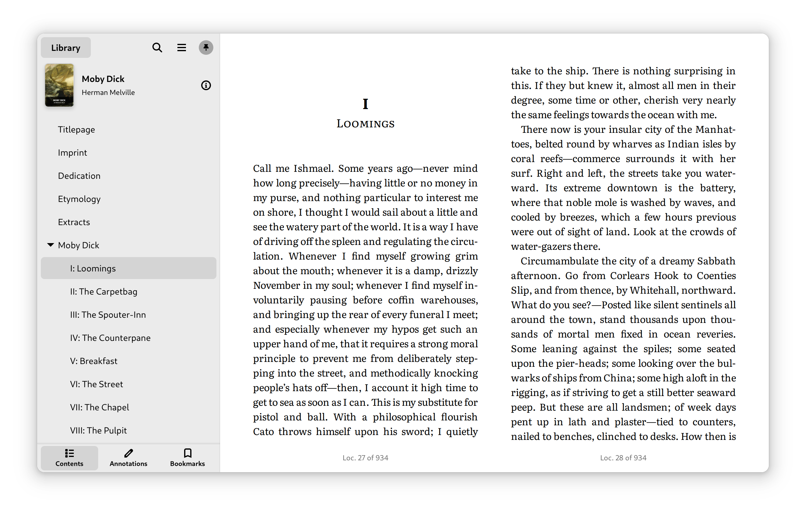 Главное окно Foliate