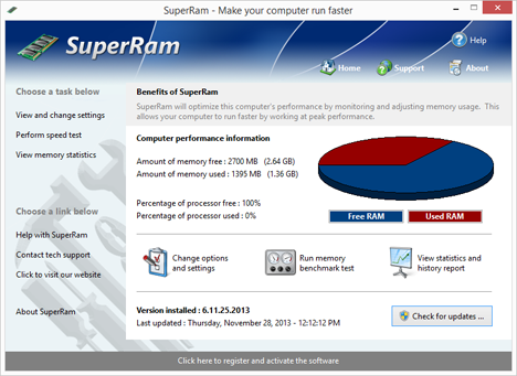 Главное окно PGWARE SuperRam 7