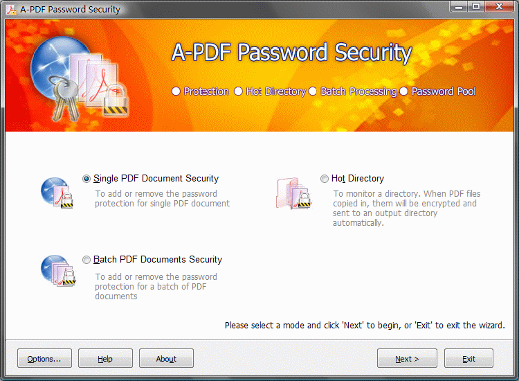 Скриншот A-PDF Password Security: screenshot of A PDF Password Security