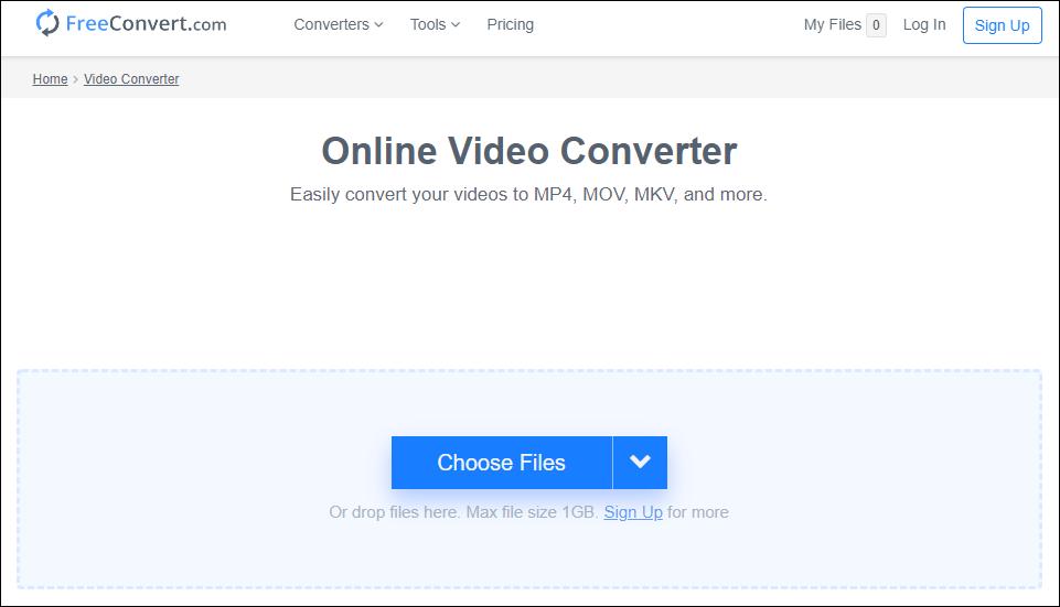 Интерфейс FreeConvert