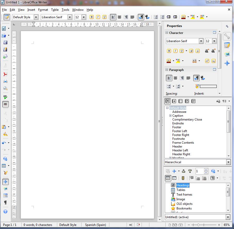 LibreOffice Writer интерфейс