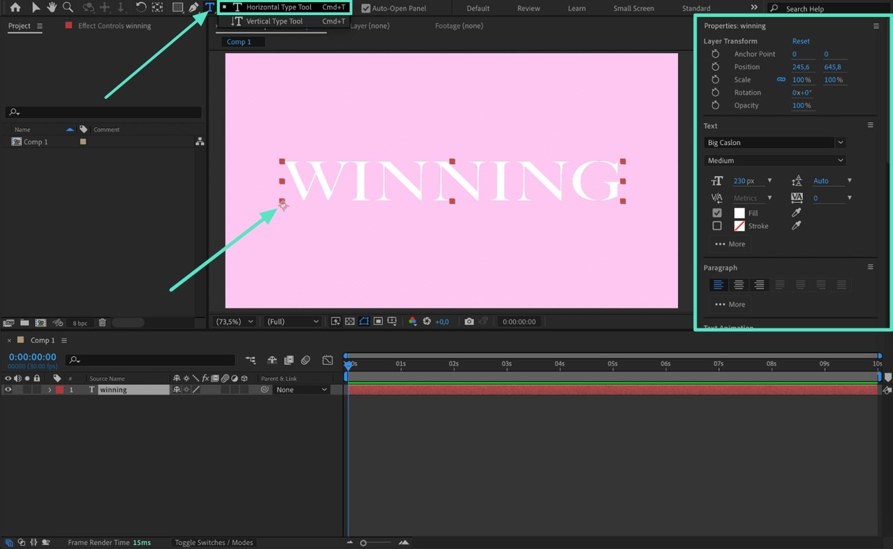 Текстовый слой в Adobe After Effects