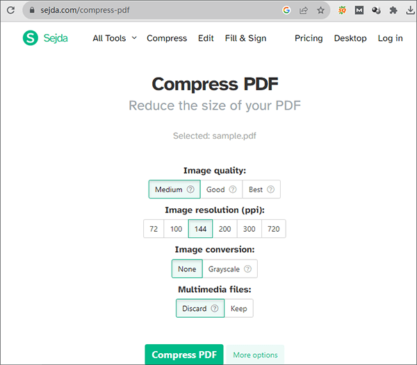 Sejda Compress PDF