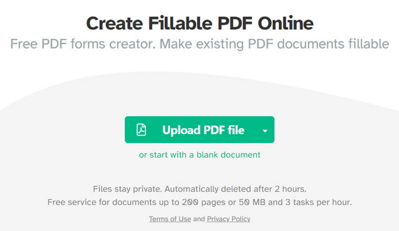 Sejda PDF Editor: редактирование формы