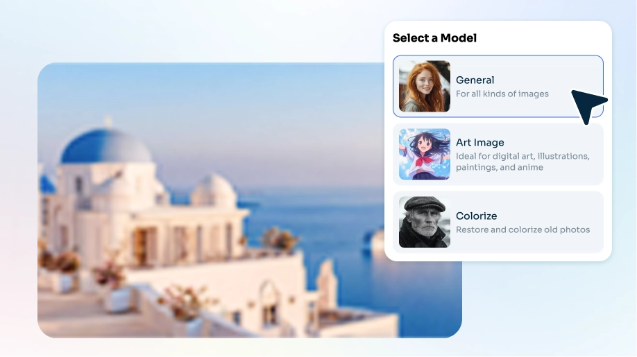 Выбор модели в AI Ease Photo Enhancer