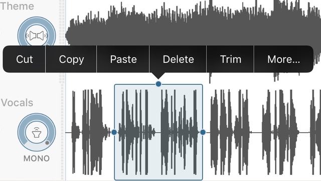 Скриншот Hokusai Audio Editor с меню редактирования