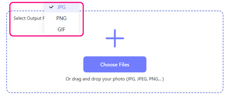 AVAide: выбор выходного формата JPG при конвертации ARW онлайн