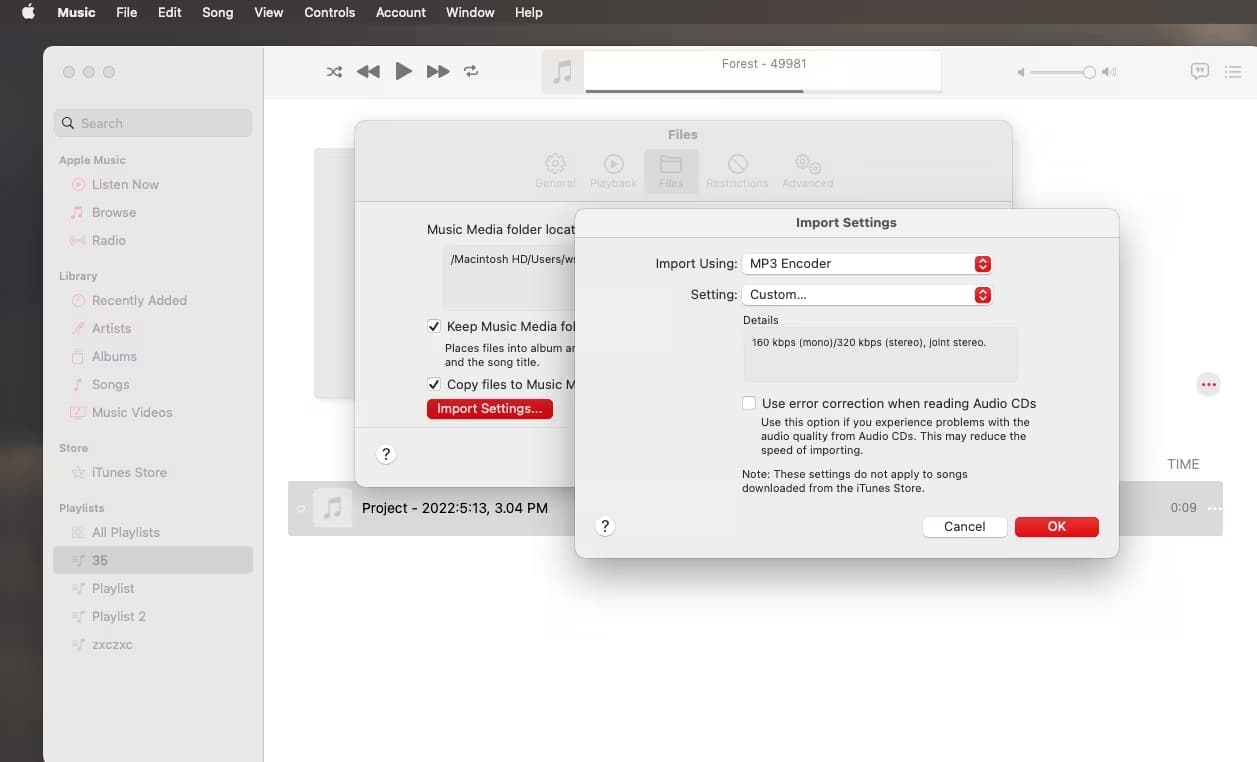 MP3 Encoder в Apple Music на macOS