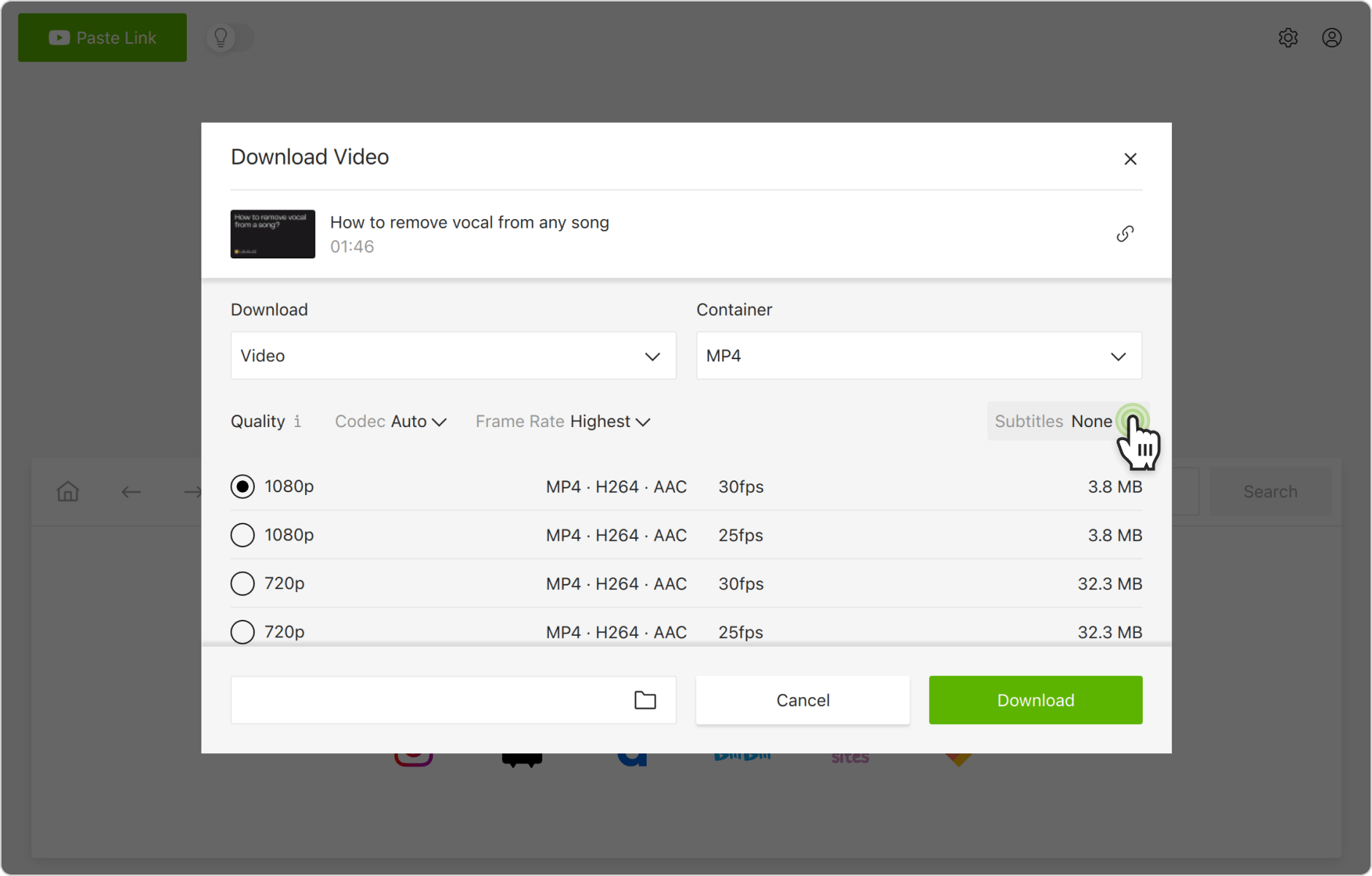 4K Video Downloader: выбор субтитров
