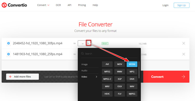 Convertio MP4 to WebM