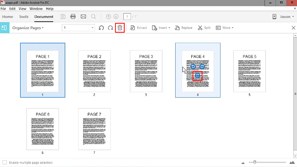 Скриншот Adobe Acrobat Standard: selected pages to delete in adobe acrobat