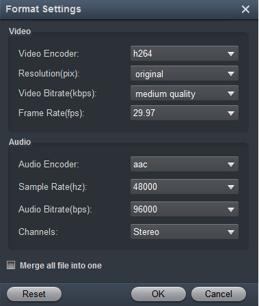 Окно настроек Acrok MXF Converter