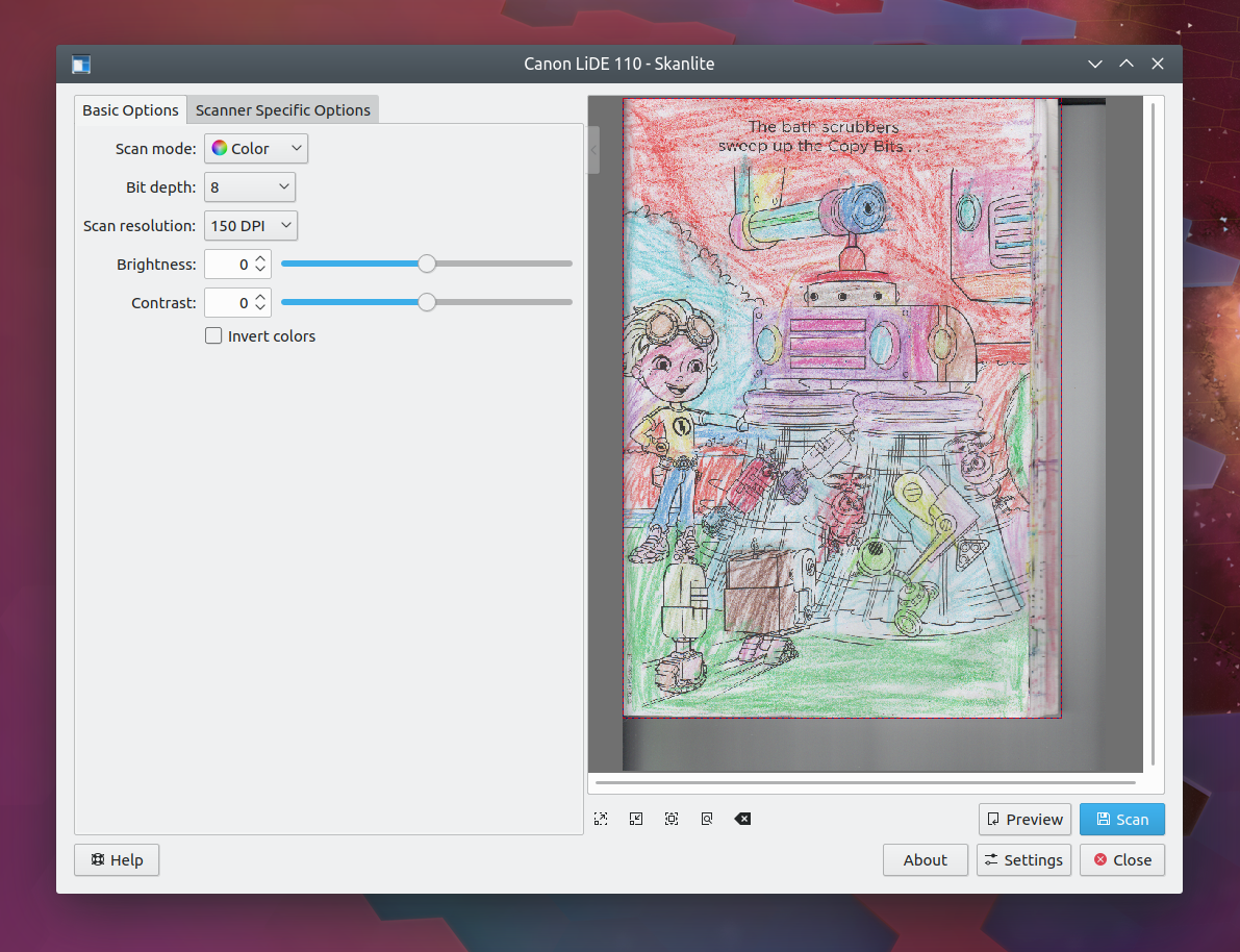 Основное окно Skanlite