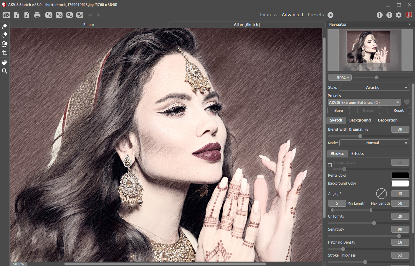 AKVIS Sketch — интерфейс и параметры стилизации