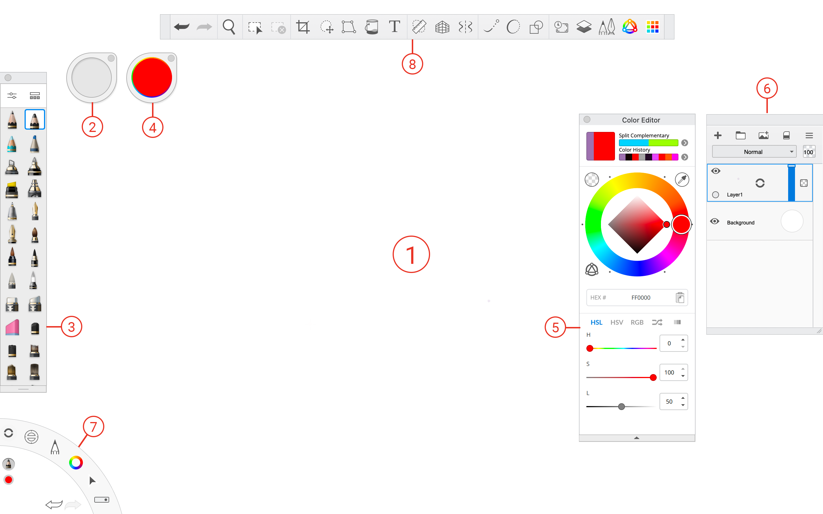 Интерфейс Autodesk SketchBook