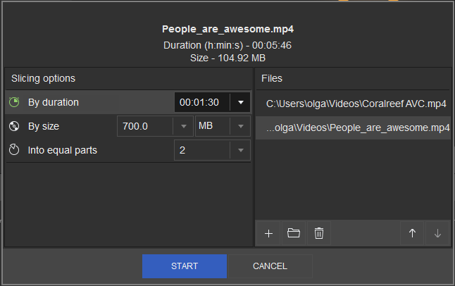 Slicing window (нарезка по времени, размеру или равным частям)