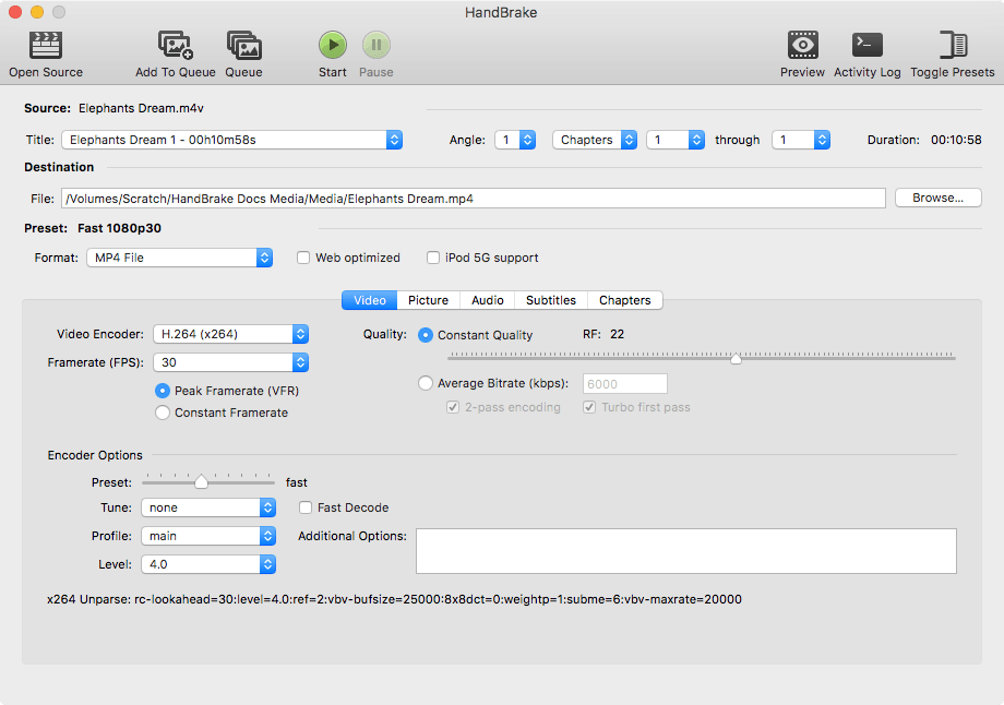 Интерфейс HandBrake