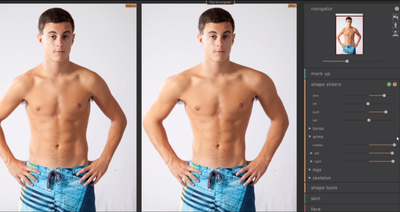 Интерфейс Shape Sliders в PortraitPro Body