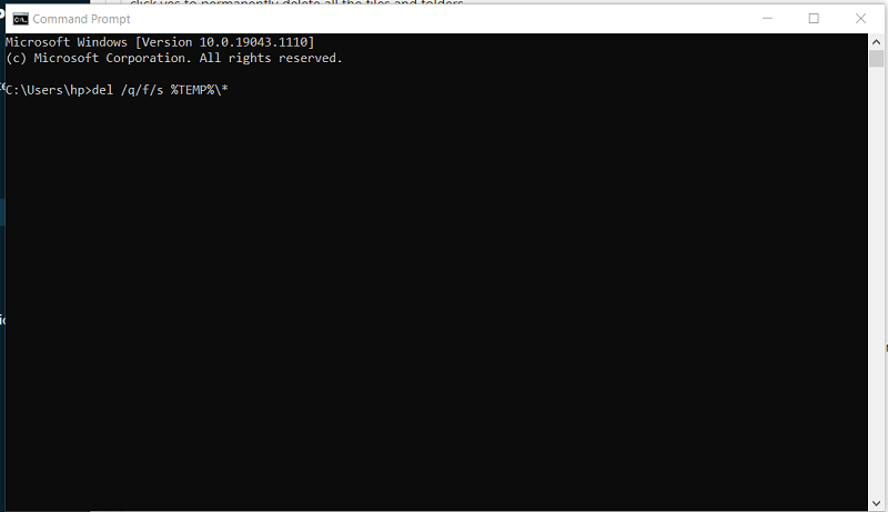 Удаление временных файлов через командную строку