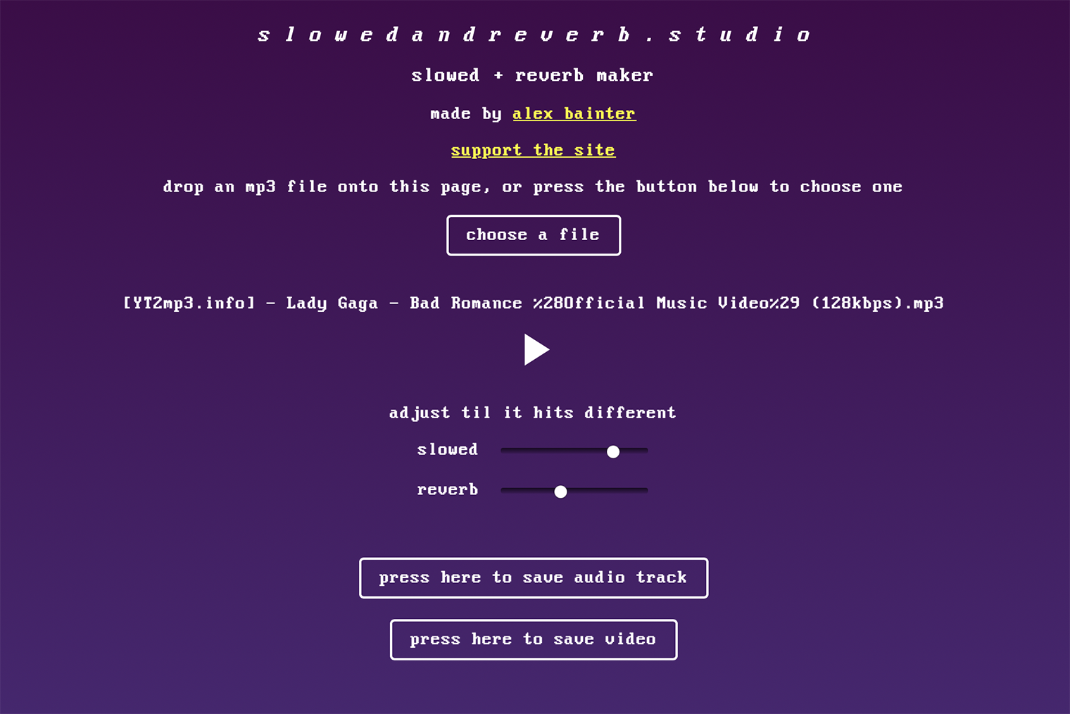 Онлайн-редактор slowed + reverb