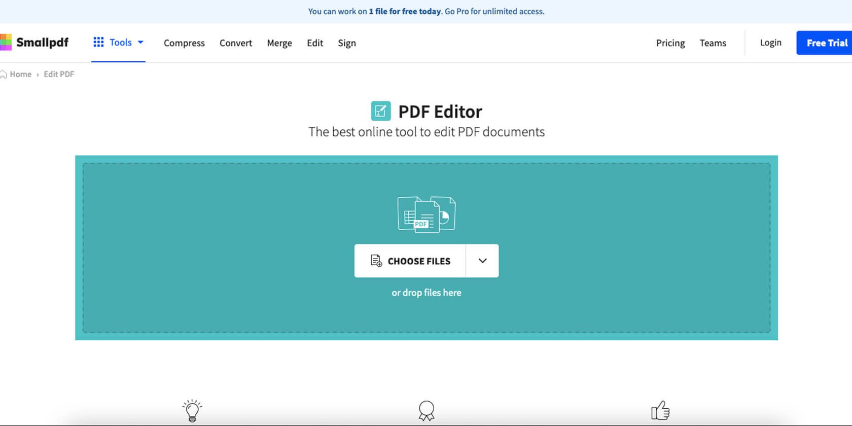 Редактирование PDF в Smallpdf