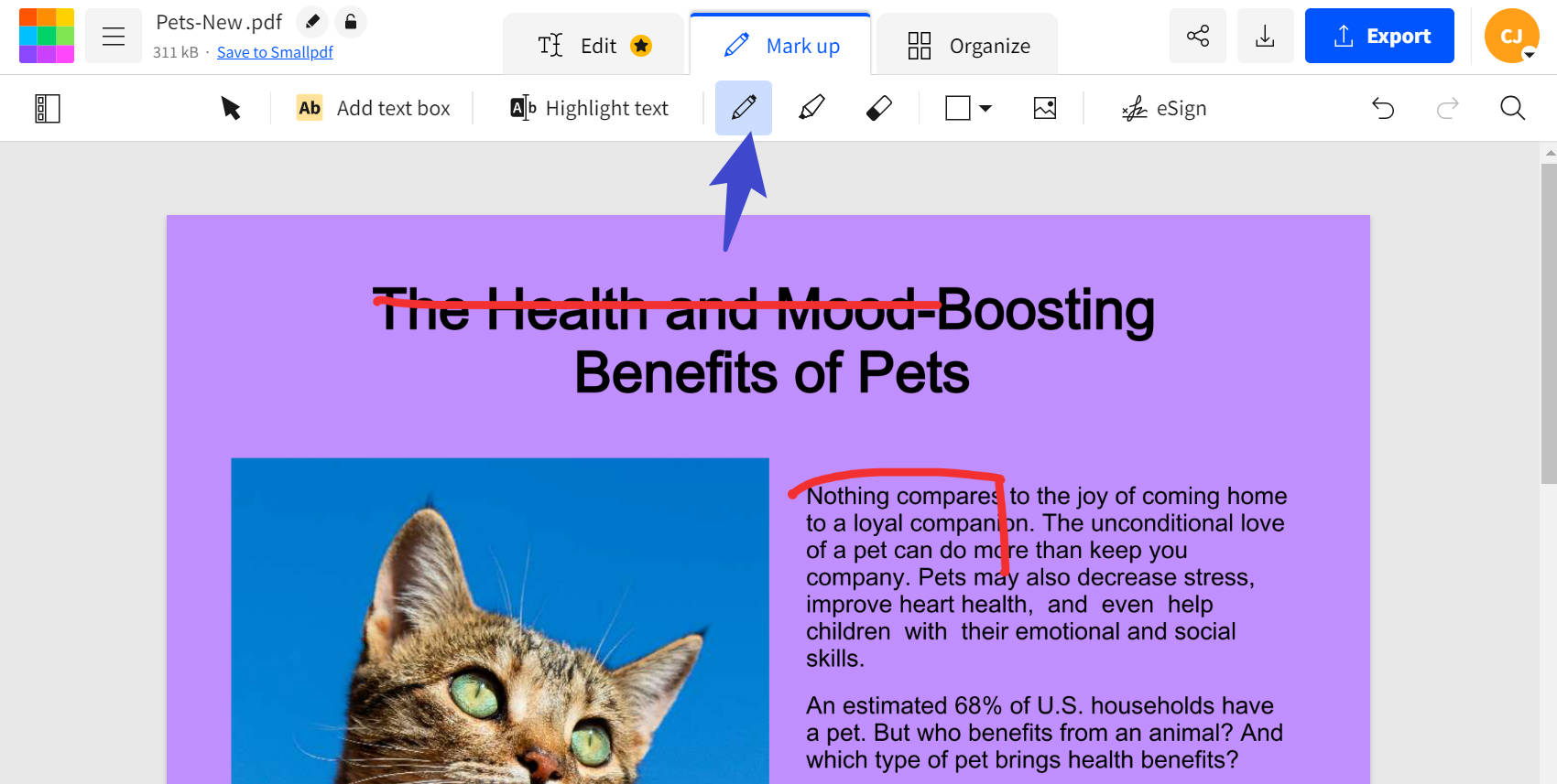 Редактирование PDF в Smallpdf
