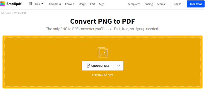 Smallpdf: PNG to PDF