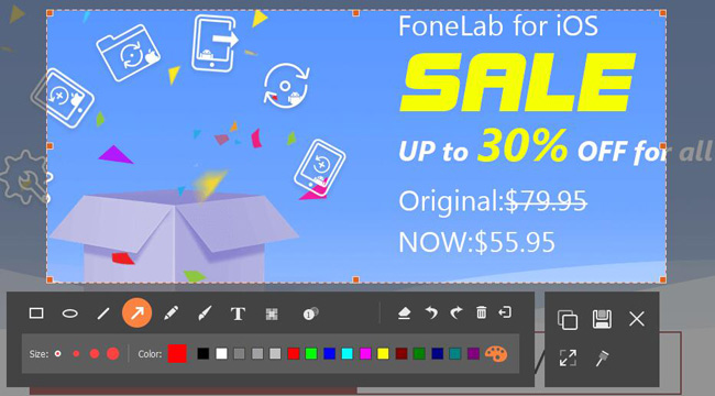 Скриншот и панель разметки в FoneLab Screen Recorder