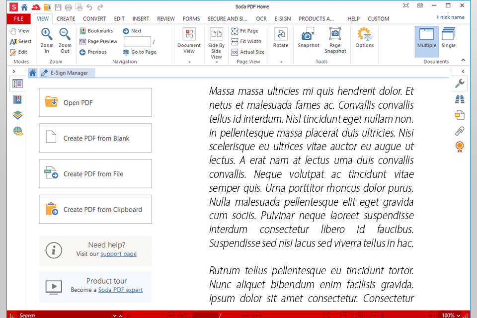 Интерфейс Soda PDF