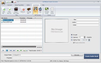 Главное окно Soft4Boost Audio Converter с вкладками Convert, Name/Tag Editor, Editor и Audio Book